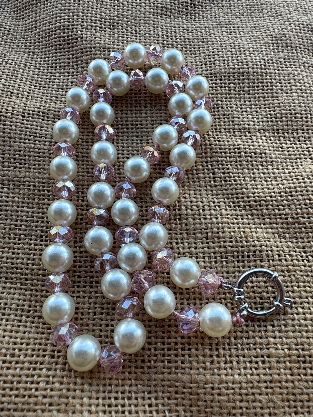 Pearl and Light Pink Crystal Strand Necklace Jewelry in style necklace 2026